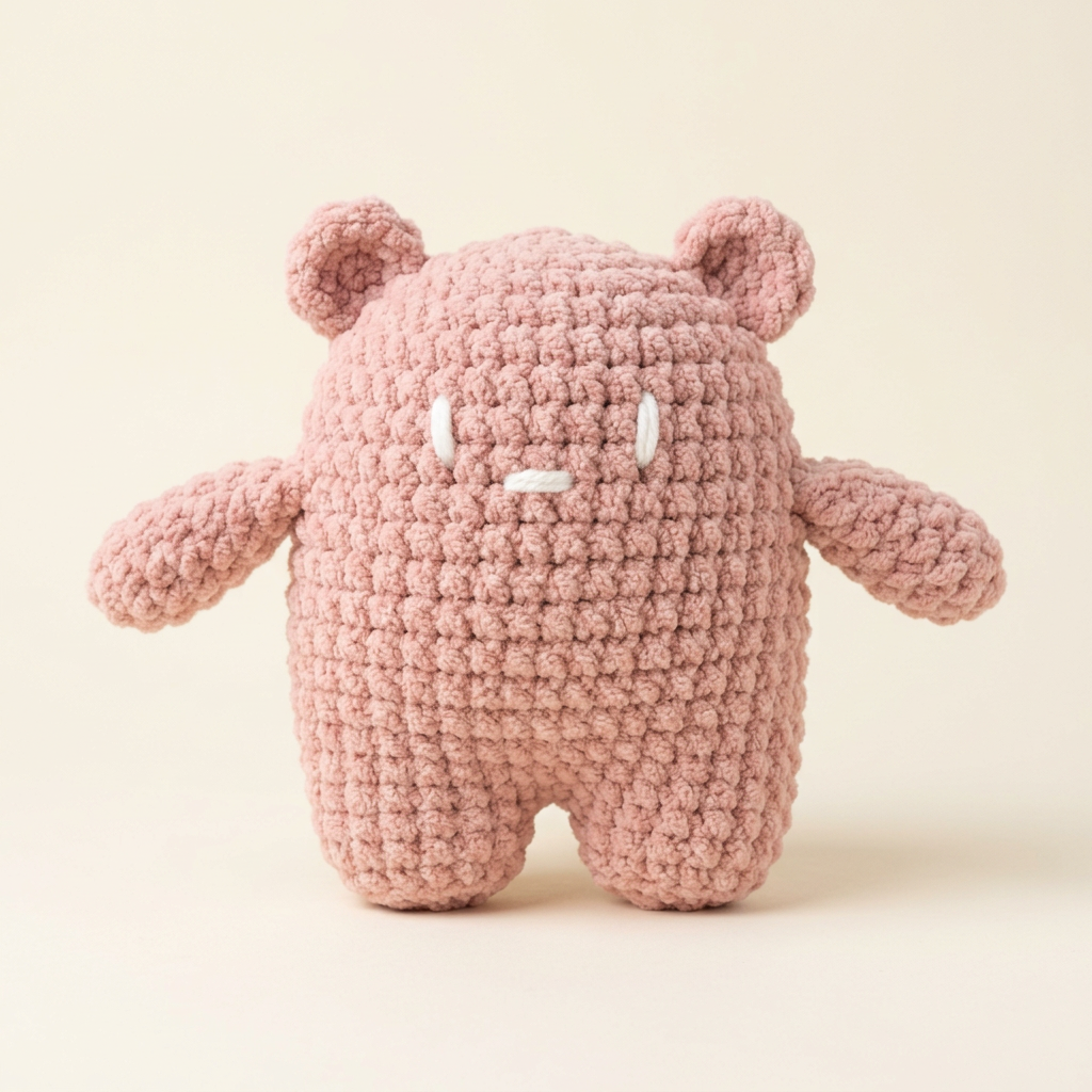 Pink crochet bear, digitally generated colorway preview