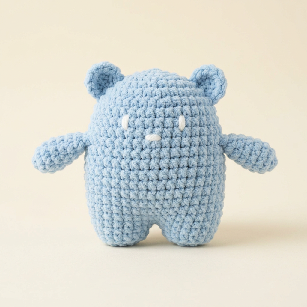 Light blue crochet bear, digitally generated colorway preview