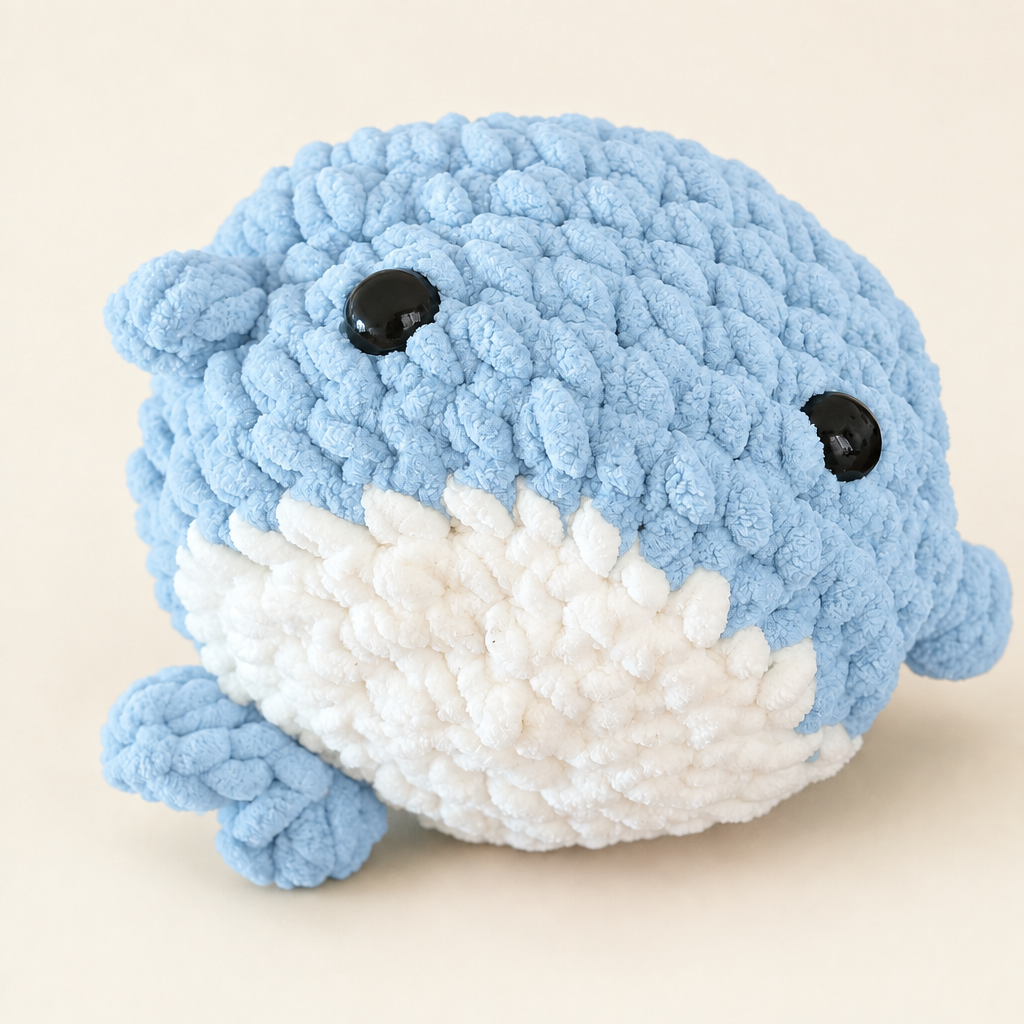 Powder blue crocheted turtle