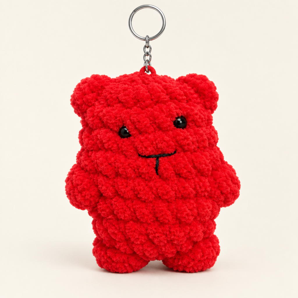 Red bear with keychain added